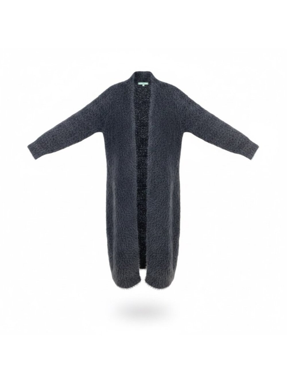 Blue Illusion Womens Grey Fuzzy Open Front Long Cardigan  Size S
